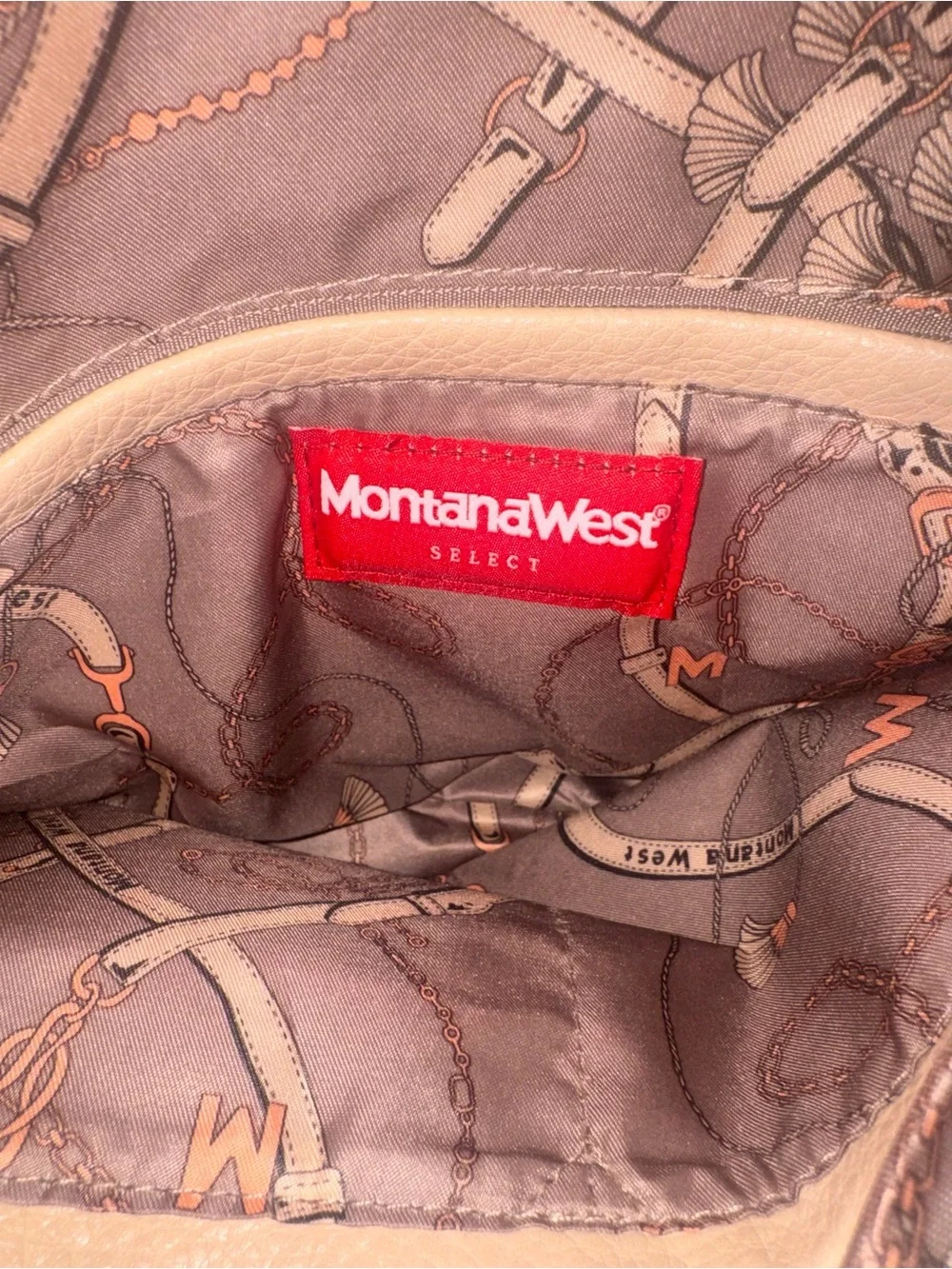 Wrangler by Montana West Studded Vegan Leather Hobo Crossbody Bag Beige